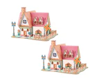 2Pcs DIY Puzzle Play Kids Gift Children Wooden House Educational Toys for School J