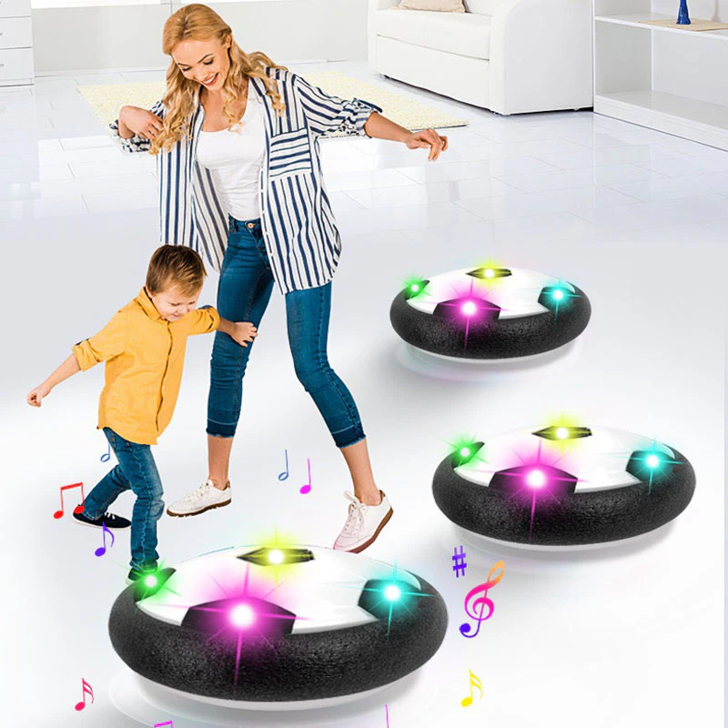 LED Floating Soccer Ball - Great Fun to play Indoors on a Rainy Day - Has a Foam Bumper to prevent Damage