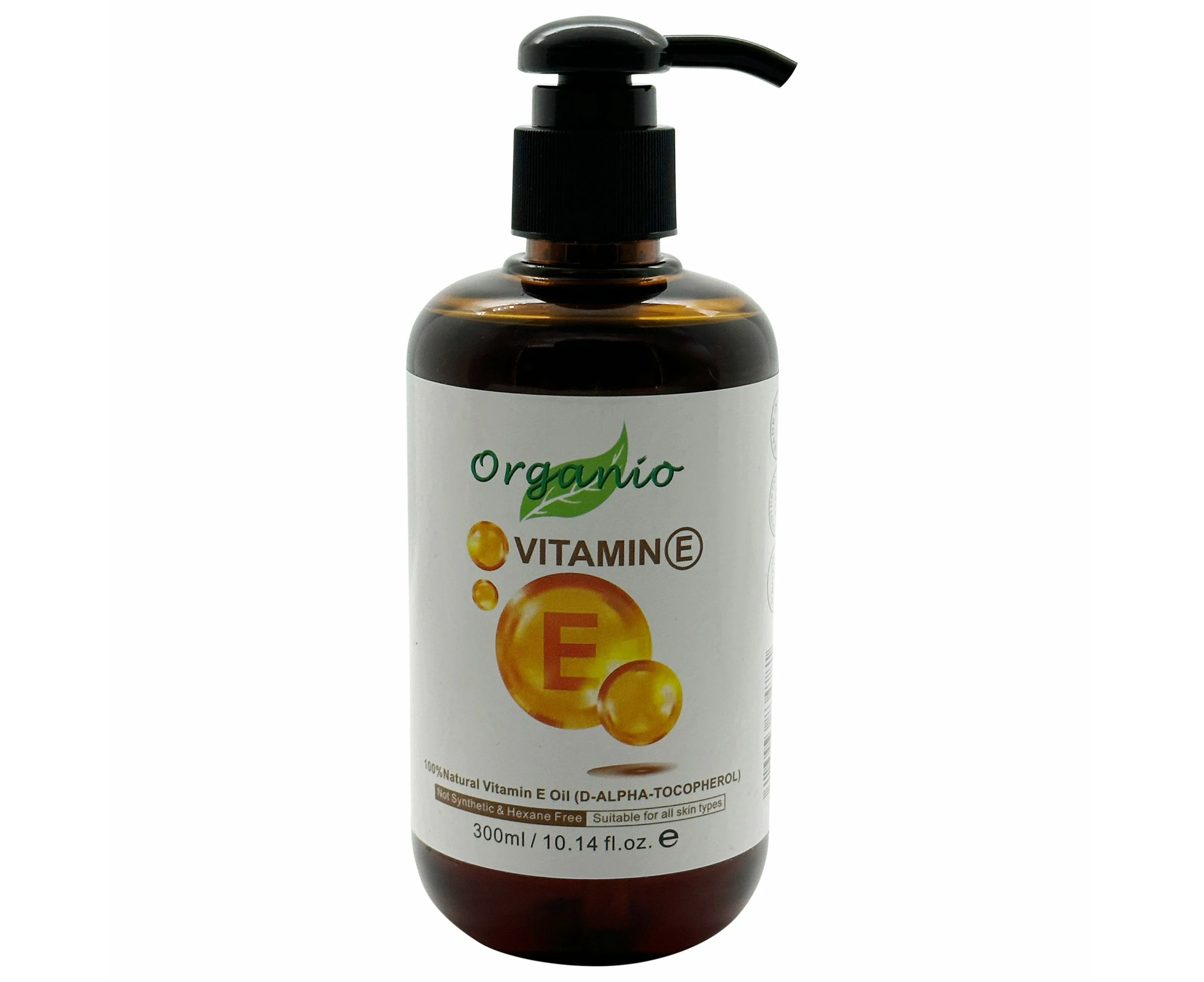 ORGANIC VITAMIN E OIL, COLD-PRESSED, 100% PURE, NATURAL SKINCARE - 300ml, With Pump