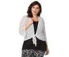 BeMe - Plus Size - Womens Jumper -  Elbow Sleeve Crinkled Mesh Cover Up - Silver