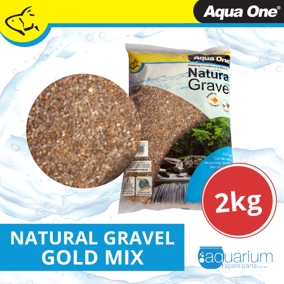 Aqua One Natural Gravel Gold Mix 2kg (12203)