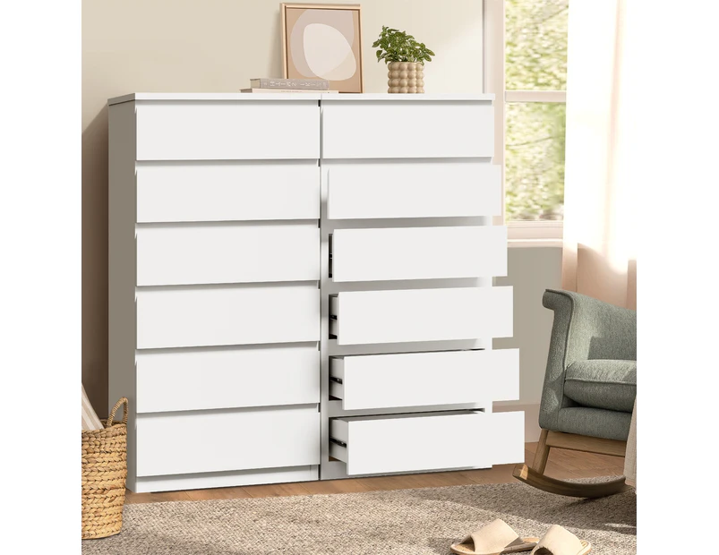 Oikiture 6 Chest of Drawers Tallboy Dresser Table Storage Cabinet Bedroom White