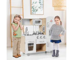 Costway Kids Kitchen Play Set Wood Pretend Play Set Children Cooking Toys w/Accessories Home Cookware Gift White