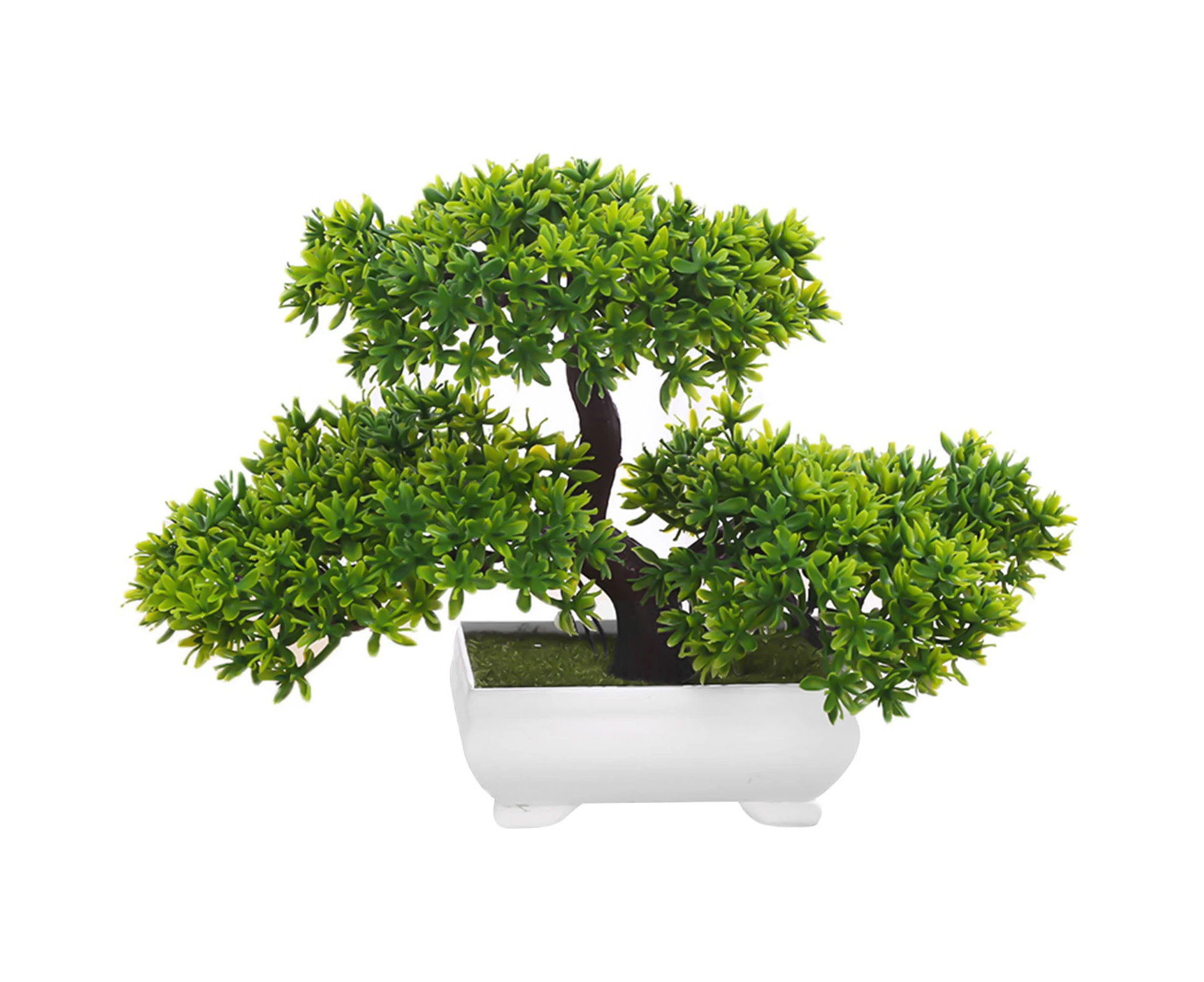 Mbg Artificial Plant Realistic Looking Eye-catching Plastic Simulation Plants Potted Bonsai Decor for Home-Green - Green