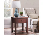 Brown Bedside Table Sofa Side End Table Wooden Nightstand with Storage Drawer