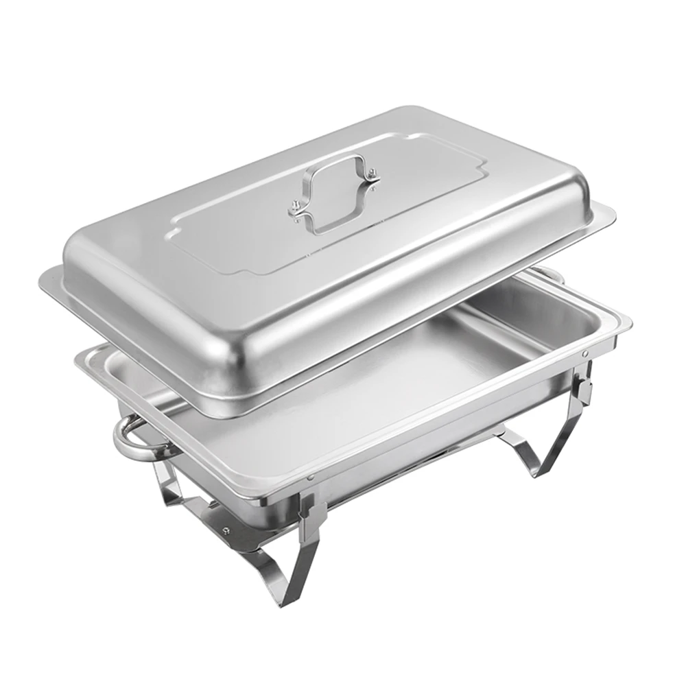 9lx1 Food Buffet Warmer Pan Bain Marie Bow Chafing Dish Insulated Stainless Steel Stackable Tray Catering Food Server Set With Lid Party Banquet Dinin