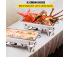 9lx1 Food Buffet Warmer Pan Bain Marie Bow Chafing Dish Insulated Stainless Steel Stackable Tray Catering Food Server Set With Lid Party Banquet Dinin