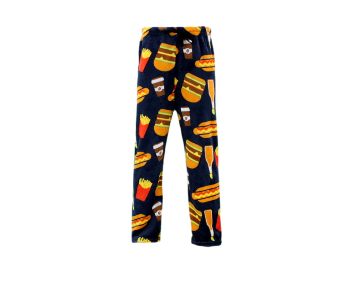 Men's Plush Fleece Pyjama Lounge Pants - Navy/Fast Food