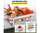 9lx1 Food Buffet Warmer Pan Bain Marie Bow Chafing Dish Insulated Stainless Steel Stackable Tray Catering Food Server Set With Lid Party Banquet Dinin