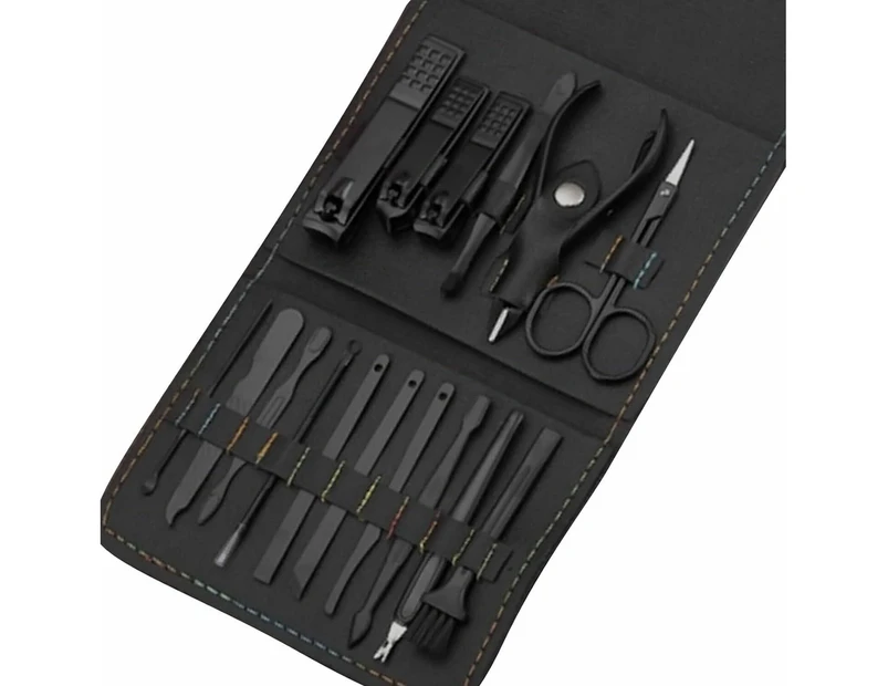 Manicure Pedicure Set Nail Grooming Kit -Stainless Steel Sharp Nail Clipper with Nail File and Cuticle Trimmer Black
