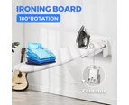 Foldable Ironing Board 180 Degree Swivel 100x30cm Extreme Stability Wall Mount Compact Space Saving With Heat Resistant Cover Home