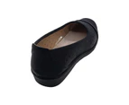 Lorella Penny Ladies Shoes Casual Court Slip-ons Low Wedge Sole Soft Insole Light - Black