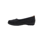 Lorella Penny Ladies Shoes Casual Court Slip-ons Low Wedge Sole Soft Insole Light - Black