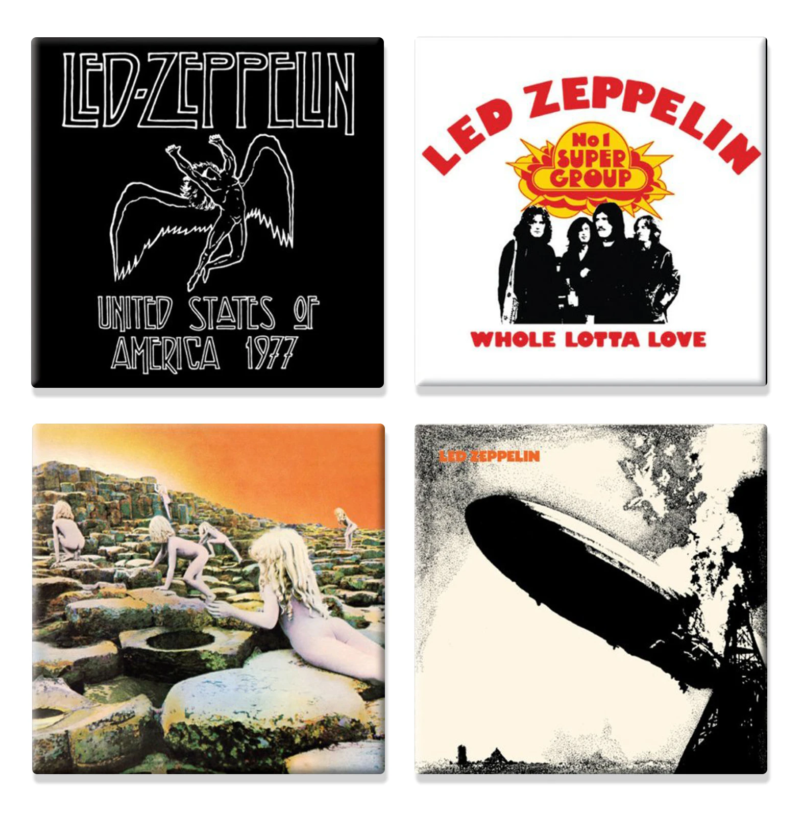 Led Zeppelin Usa 77 Various Designs  Official 4 X Fridge Magnet Gift Set