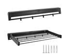 Wall Mounted Drying Rack Clothes Airer Laundry Indoor Outdoor Folding Dryer - Black