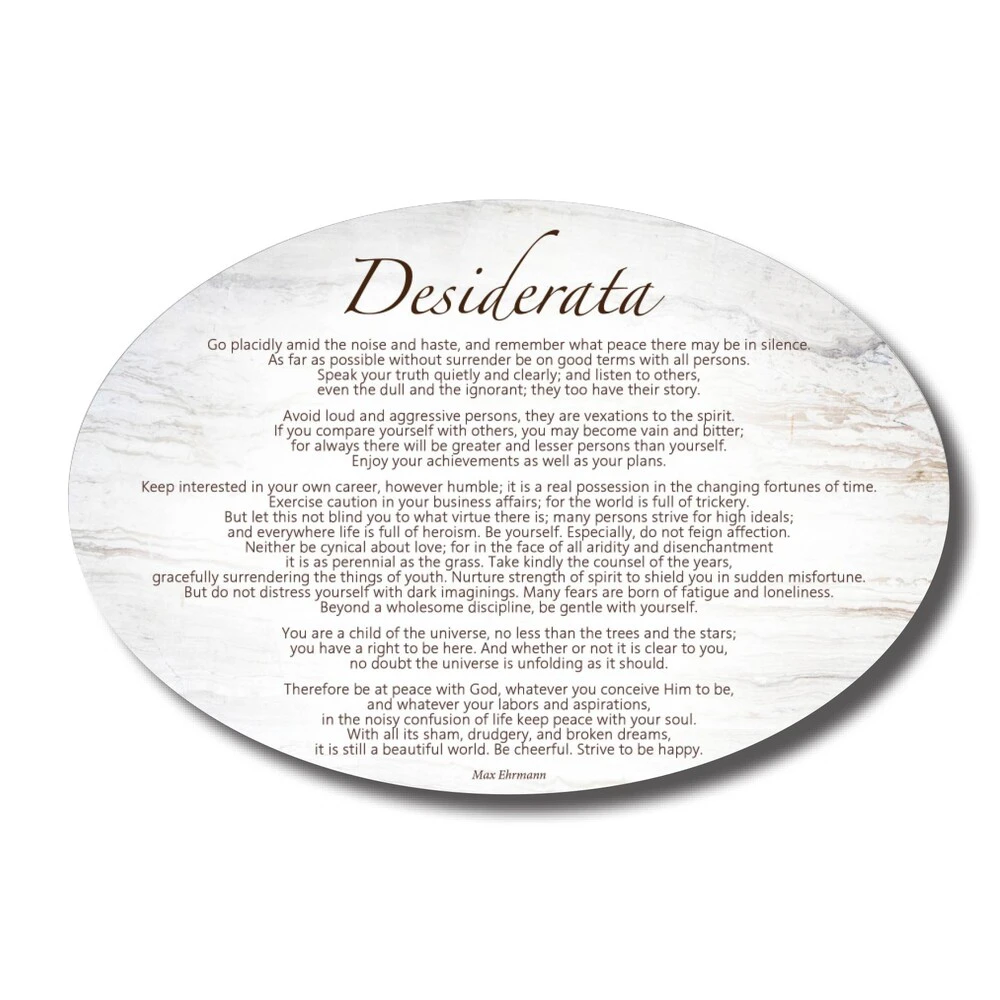 Home Warmer Ceramic Oval Plaque - Desiderata