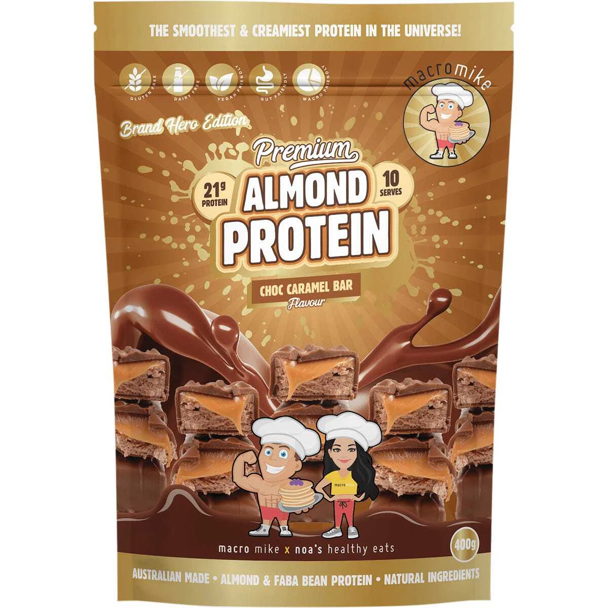 Choc Caramel Bar Premium Almond Protein 400g