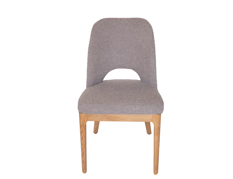 Maribel Boucle Dining Chair | Natural Legs - Grey Bouclé