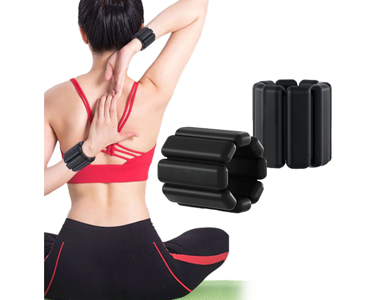 1 Pair of Adjustable Wrist Ankle Weights Unisex Strength Training Set Walking Running Gym-Black