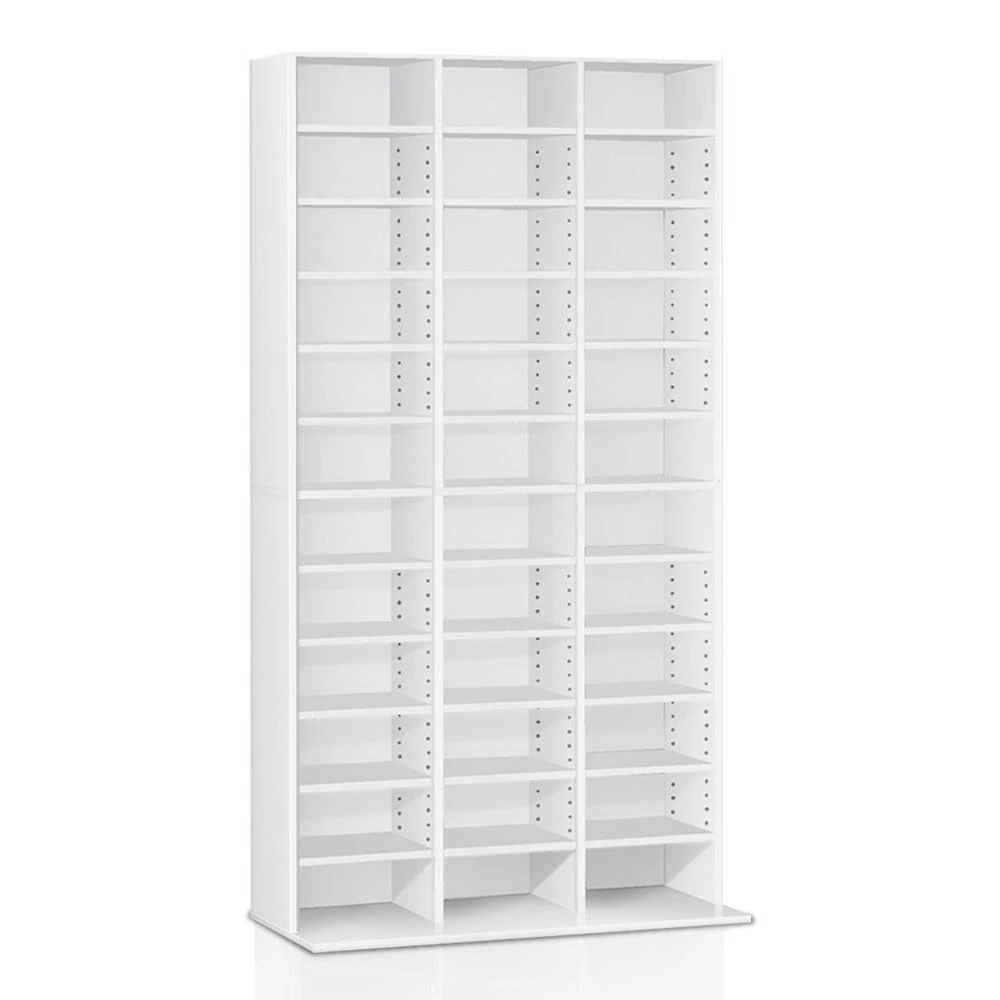 Adjustable Storage Book and CD Shelf - White