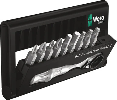 Wera Bit-Check 10 Piece Bits Kit w/ Zyklop Mini 1 Ratchet