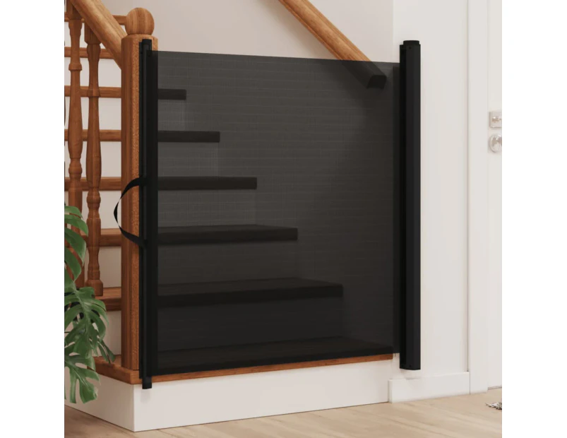 Retractable Pet Gate Black 117.5x125 cm