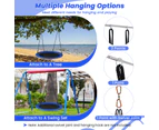 Costway 100cm Flying Saucer Tree Swing 300KG Swing Seat Outdoor Hammock w/LED Lights Blue