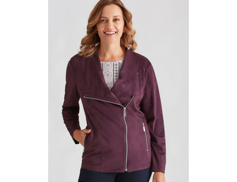 MILLERS - Womens Jacket -  Suedette Biker - Purple