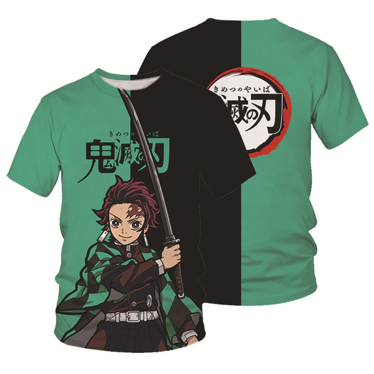 Anime Demon Slayer Kimetsu No Yaiba Floral Men Summer Short Sleeve T-Shirt Tops