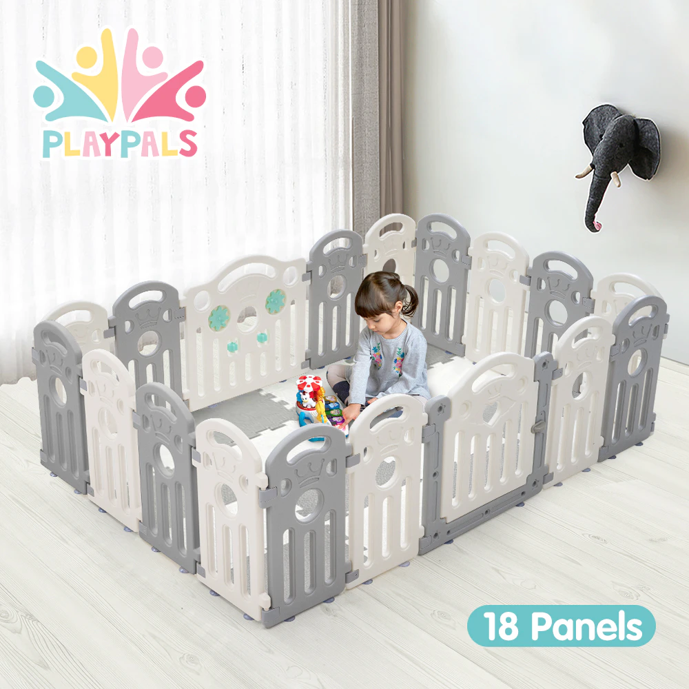 Playpals Kids Playpen Baby Safety Gate Toddler Fence Child Play Game 18 Panels