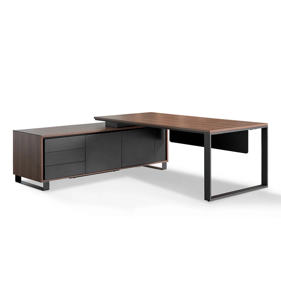 Janell 2.3m Left Return Office Desk - Walnut