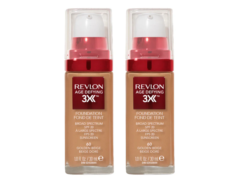 Revlon Age Defying 3x Foundation 30ml 60 Golden Beige 2 Pack