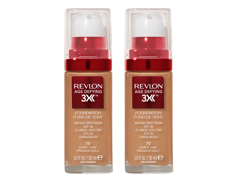 Revlon Age Defying 3x Foundation 30ml 70 Early Tan 2 Pack