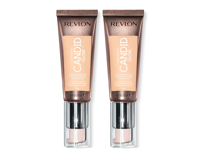 Revlon Photoready Candid Glow Moisture Glow Foundation 22ml 110 Porcelain 2 Pack