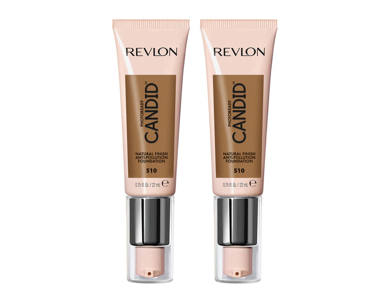 Revlon Photoready Candid Natural Finish Anti Pollution Foundation 22ml 510 Cappuccino 2 Pack