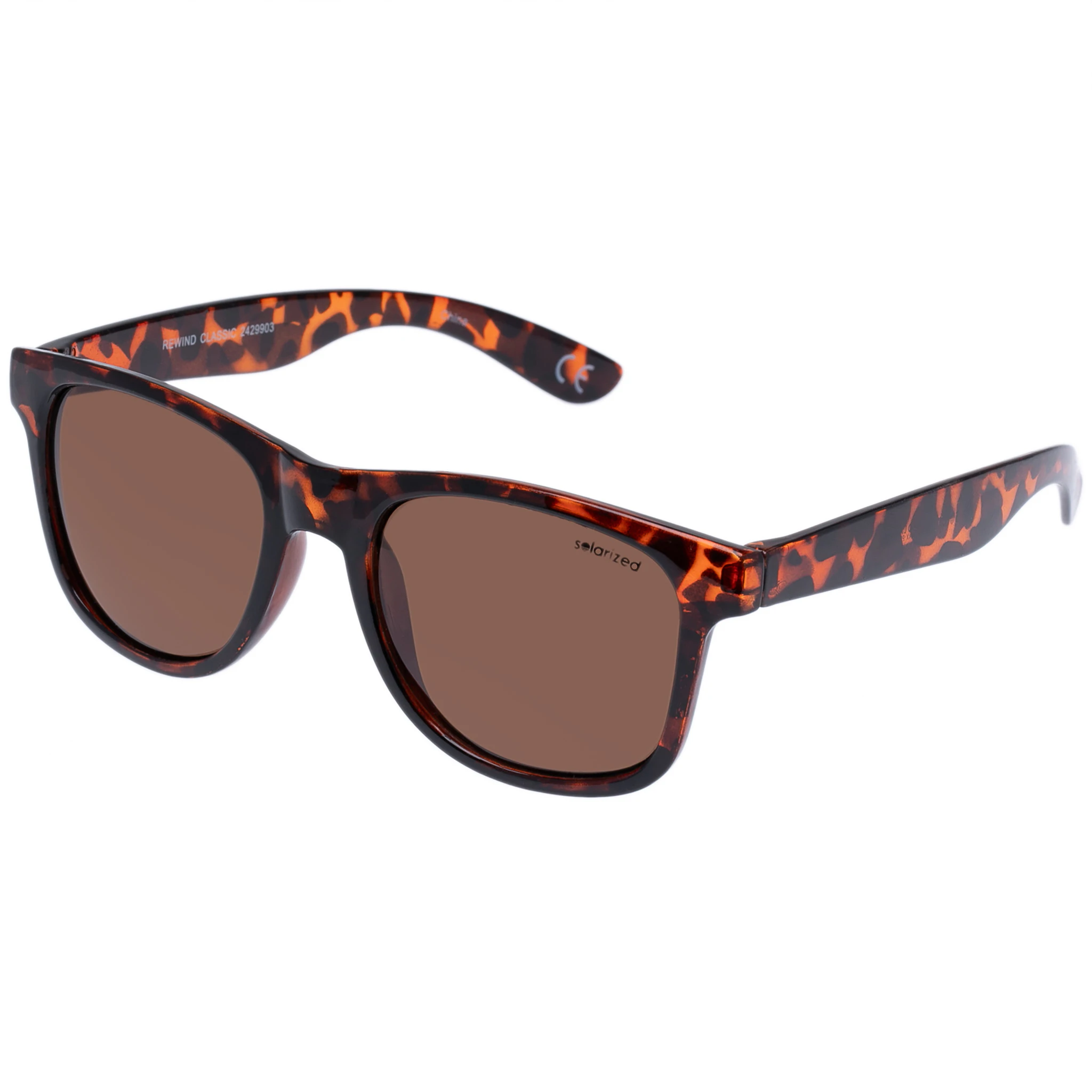 Solarized Uni-Sex Rewind Classic Dark Tort D-Frame Sunglasses