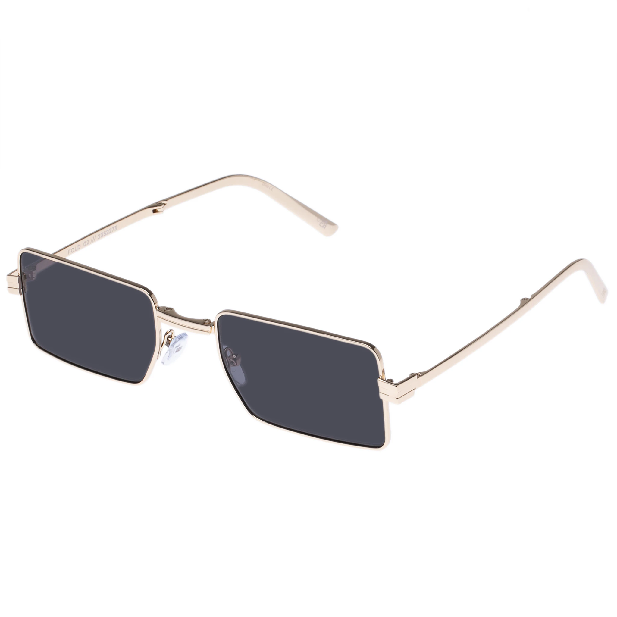 Le Specs Uni-Sex Fold Bright Gold Rectangle Sunglasses