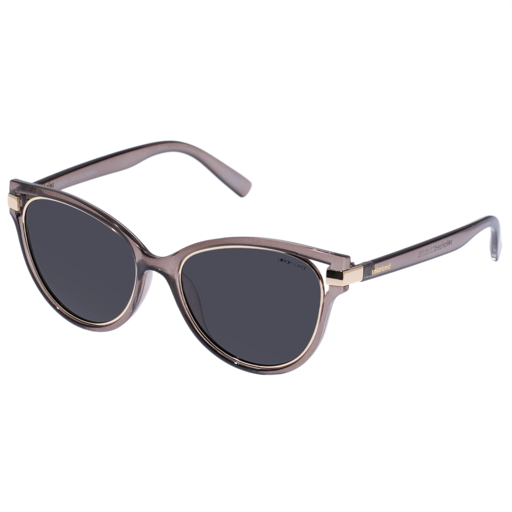 Solarized Female Resort Cat-Eye Mink Gold Cat-Eye Sunglasses