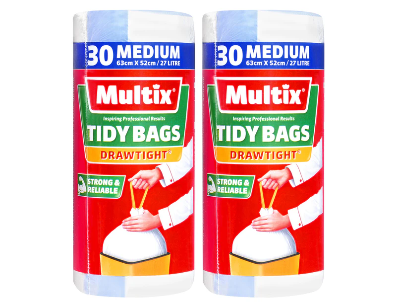 2 x 30pk Multix Medium 27L Drawtight Tidy Bags