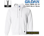 Gildan White Zip Up Hoodie Heavy Blend Basic Hooded Sweatshirt Sweater Men