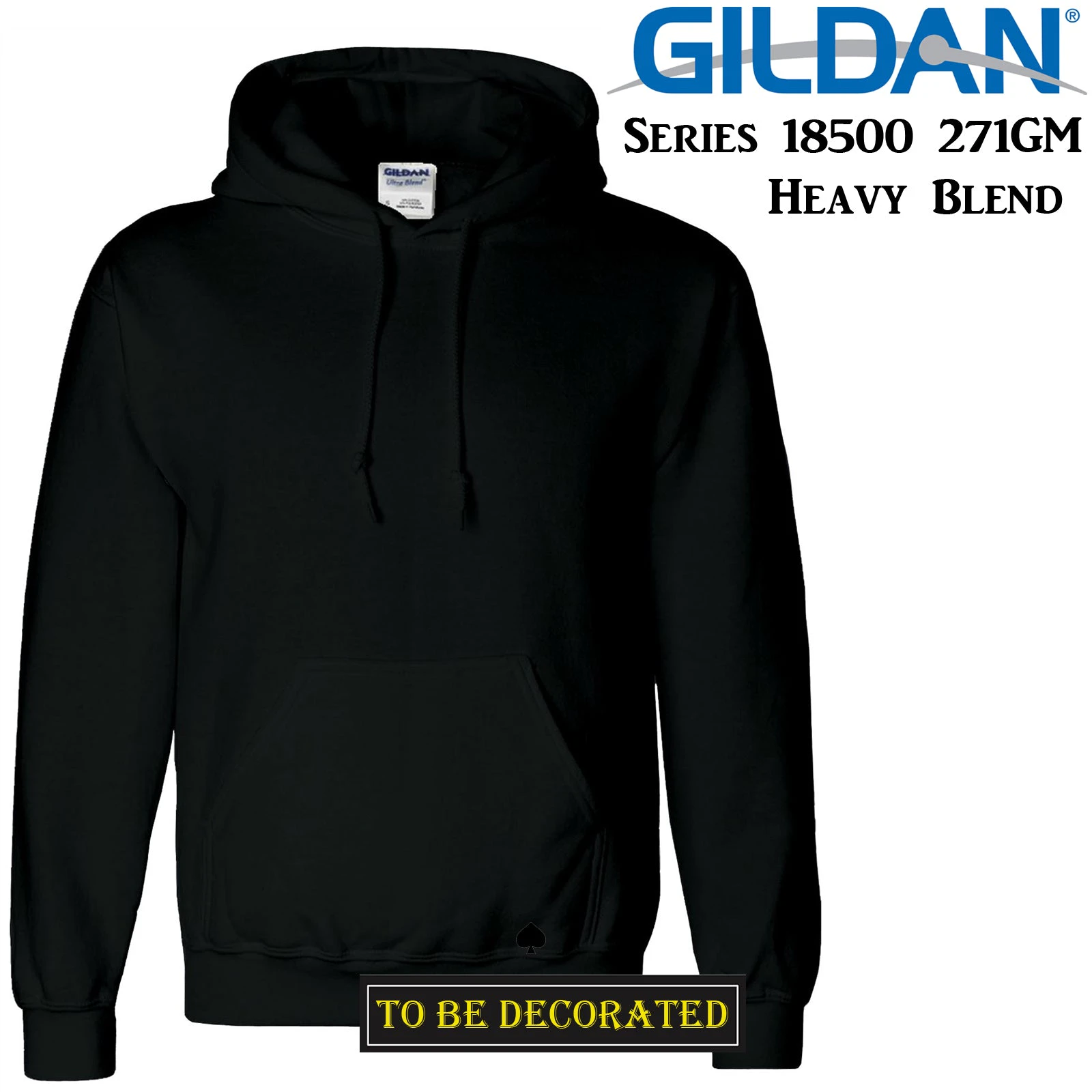 Gildan Black Hoodie Heavy Blend Basic Hooded Sweat Sweater Big Mens S -5XL