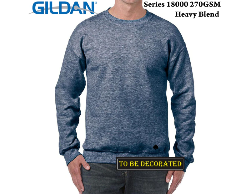 Gildan Heather Sport Dark Navy Heavy Sweater Jumper Sweatshirt Mens