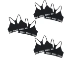 6x Bonds Sports Seamless Racer Back Crop Top Girls Kids Black Bras UXNK2A Bulk