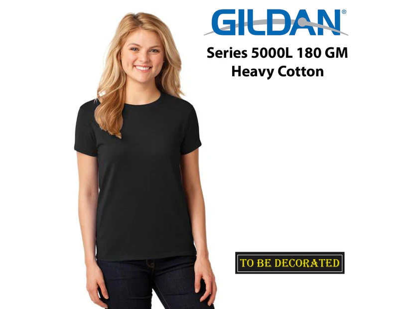 Gildan Female Ladies Womens Heavy Cotton Basic Black T-Shirt Tee Tops