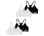 4x Bonds Sports Seamless Racer Back Crop Top Girls Black White Bras UXNK2A Bulk