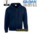 Gildan Navy Blue Zip Up Hoodie Heavy Blend Hooded Sweatshirt Sweater