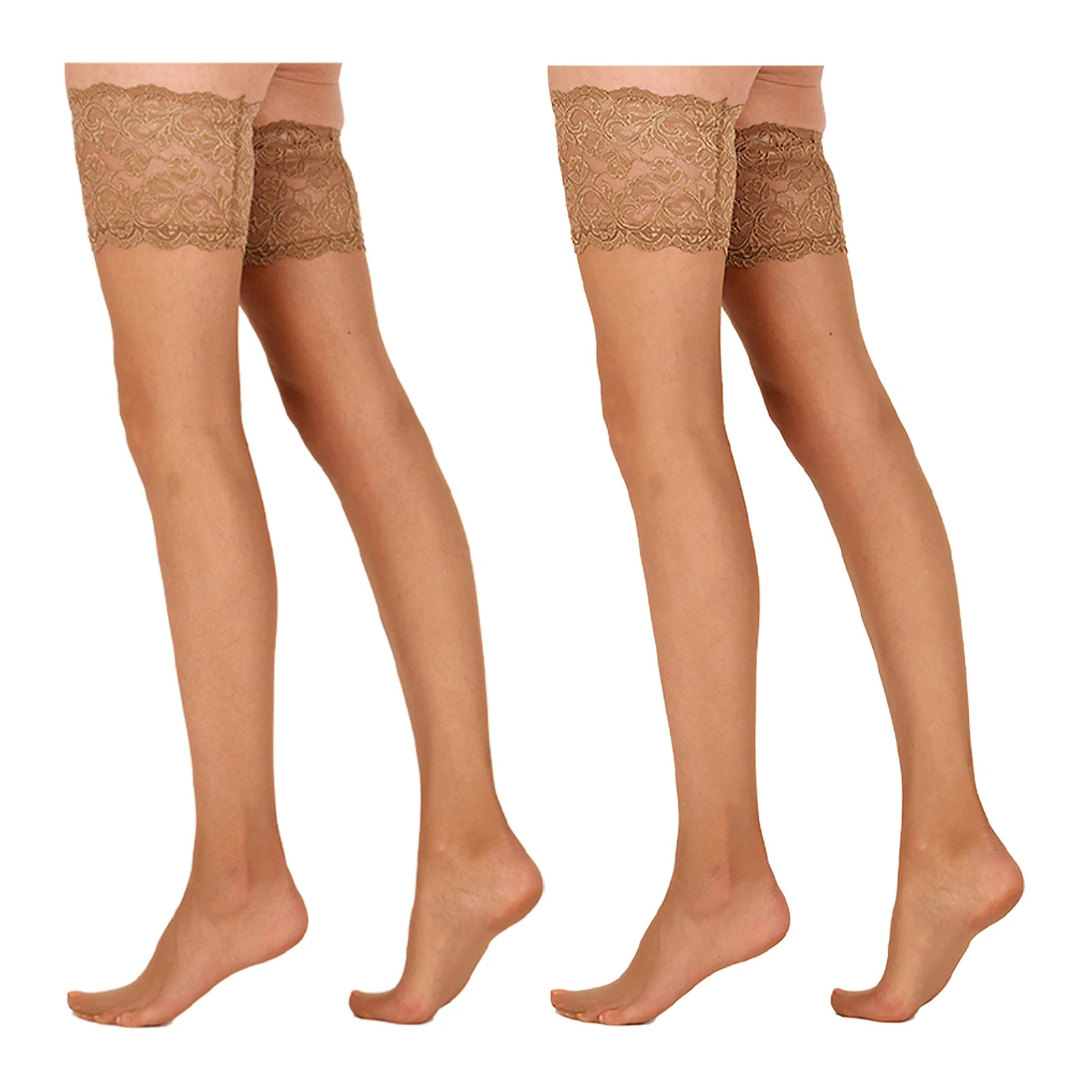 2 Pack Voodoo Lace Top Stay-Up Stockings Pantyhose Tights Nude Beige HXLF1N Bulk 15 Denier Leggings