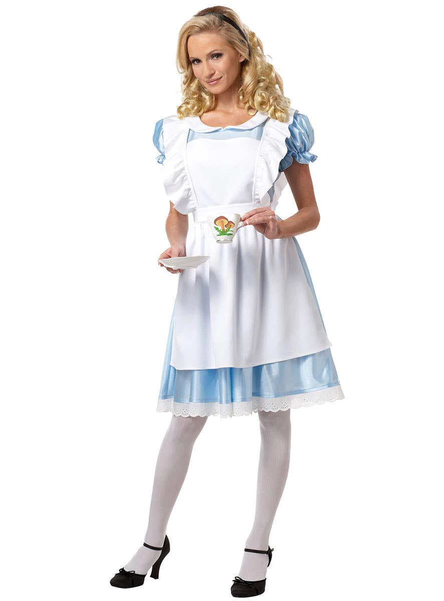 Womens Mid Length Alice in Wonderland Costume Genuine California Costumes - New