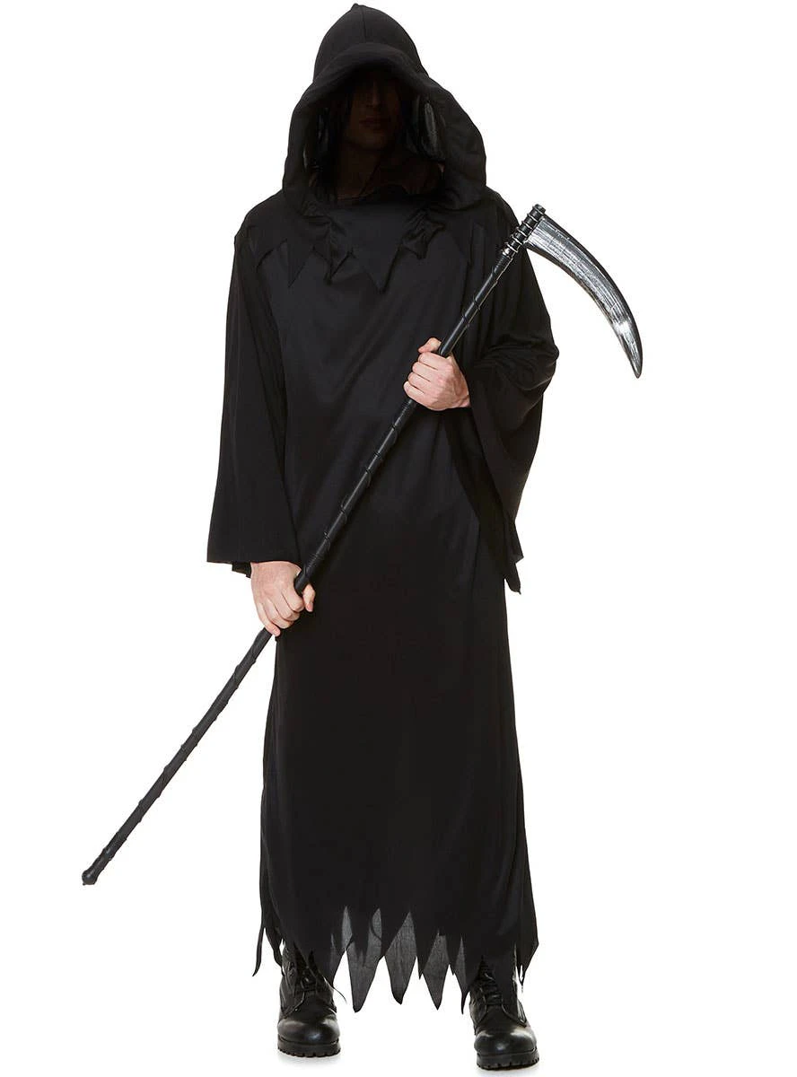 Foreboding Black Grim Reaper Mens Halloween Costume Mens