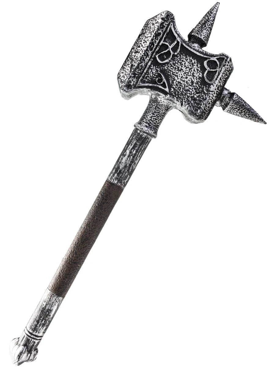 Large Spiked Silver Viking Hammer Costume Weapon - New